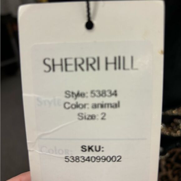 Sherri Hill Ladies 2 Black Leopard Formal Dress NEW Style - Picture 4 of 5